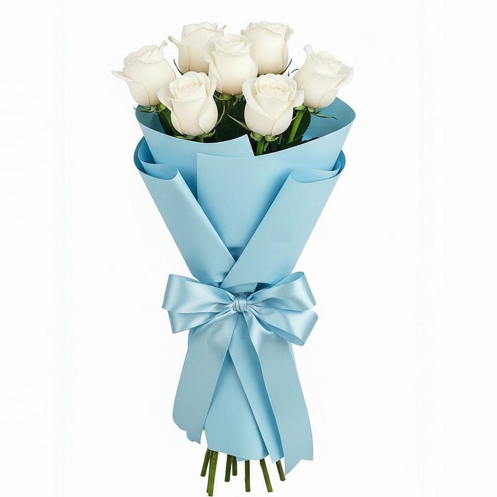 Букет 7 белых роз Проуд в Смирных