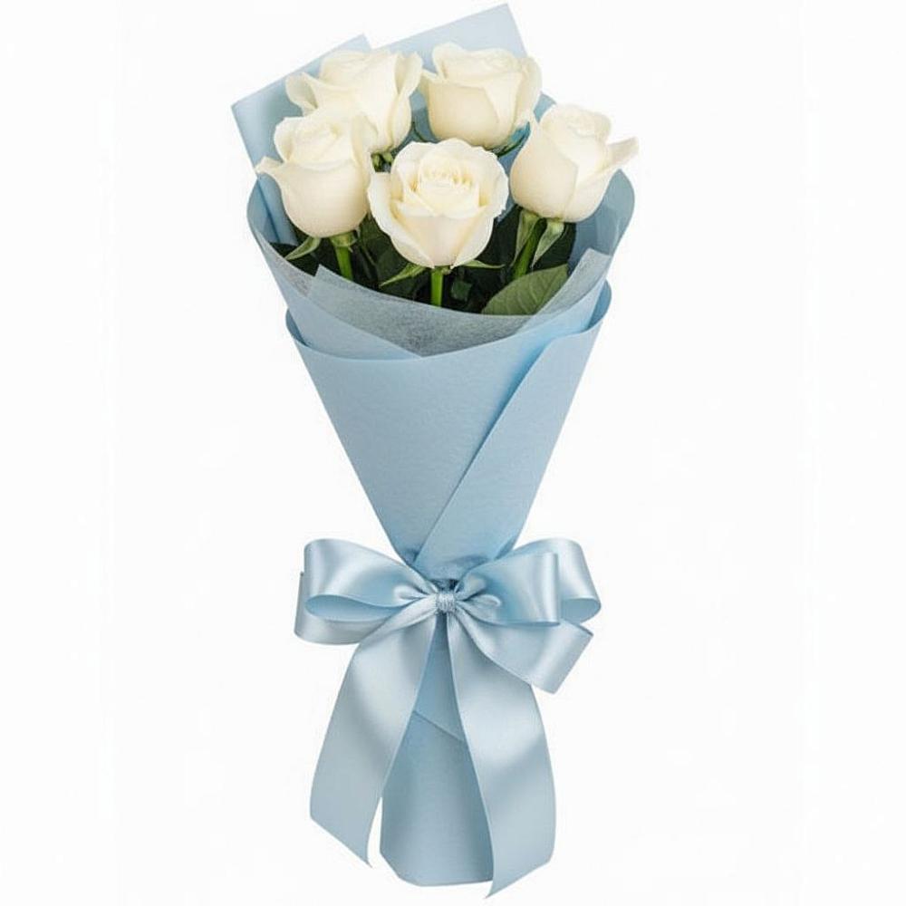 Букет 5 Белых роз Проуд в Смирных
