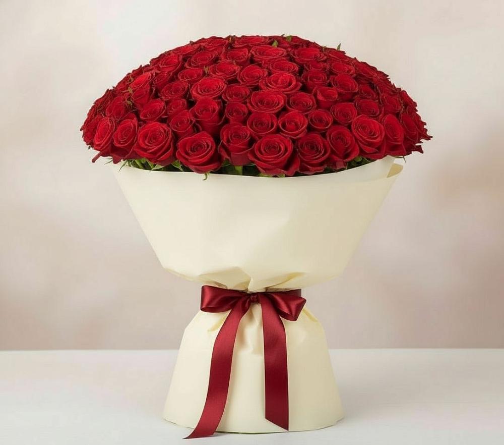 Букет 101 Красная роза Милано в Смирных