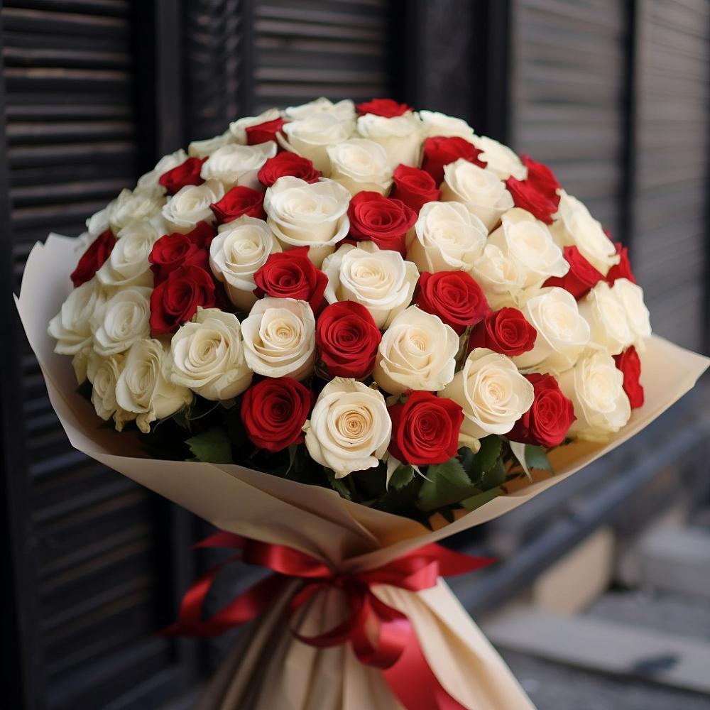 Букет Премиум микс Рэд энд Вайт в Смирных