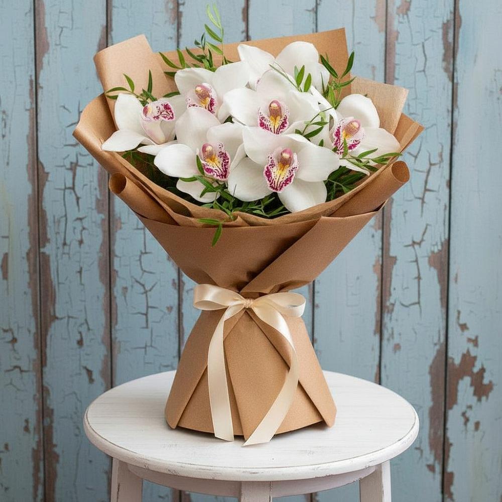 Букет цветов из: Орхидеи и Розы в Смирных