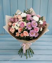 Букет цветов из:  Хризантемы, Розы и Альстромерии в Смирных